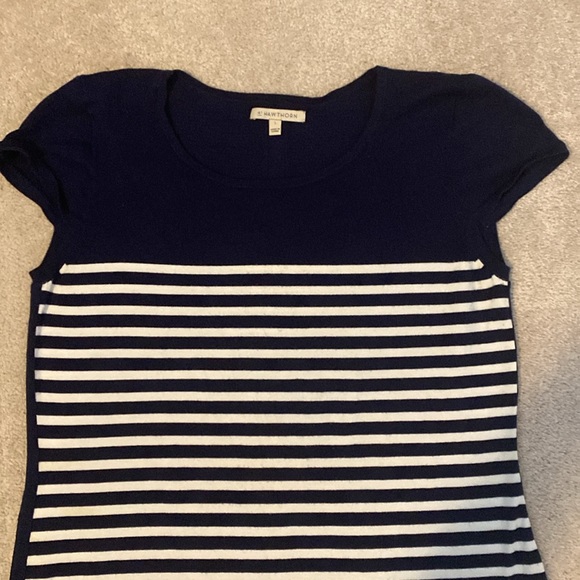 41 HAWTHORN L Navy& White cap sleeve sweater dress - Picture 4 of 7